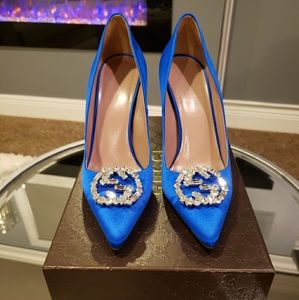 Gucci Crystal Satin Pumps